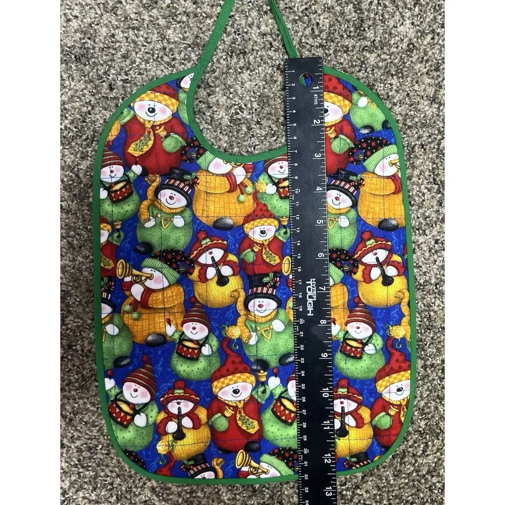 Lot Of 6 Quilted Handmade Christmas Baby Bib Large Size 12